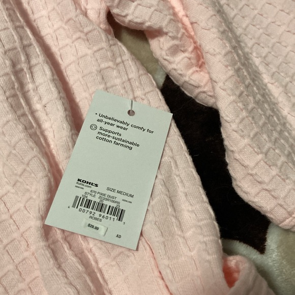 NWT Size M pink waffle Croft and Barrow bathrobe w/ belt and 3/4 length sleeves - Picture 5 of 5